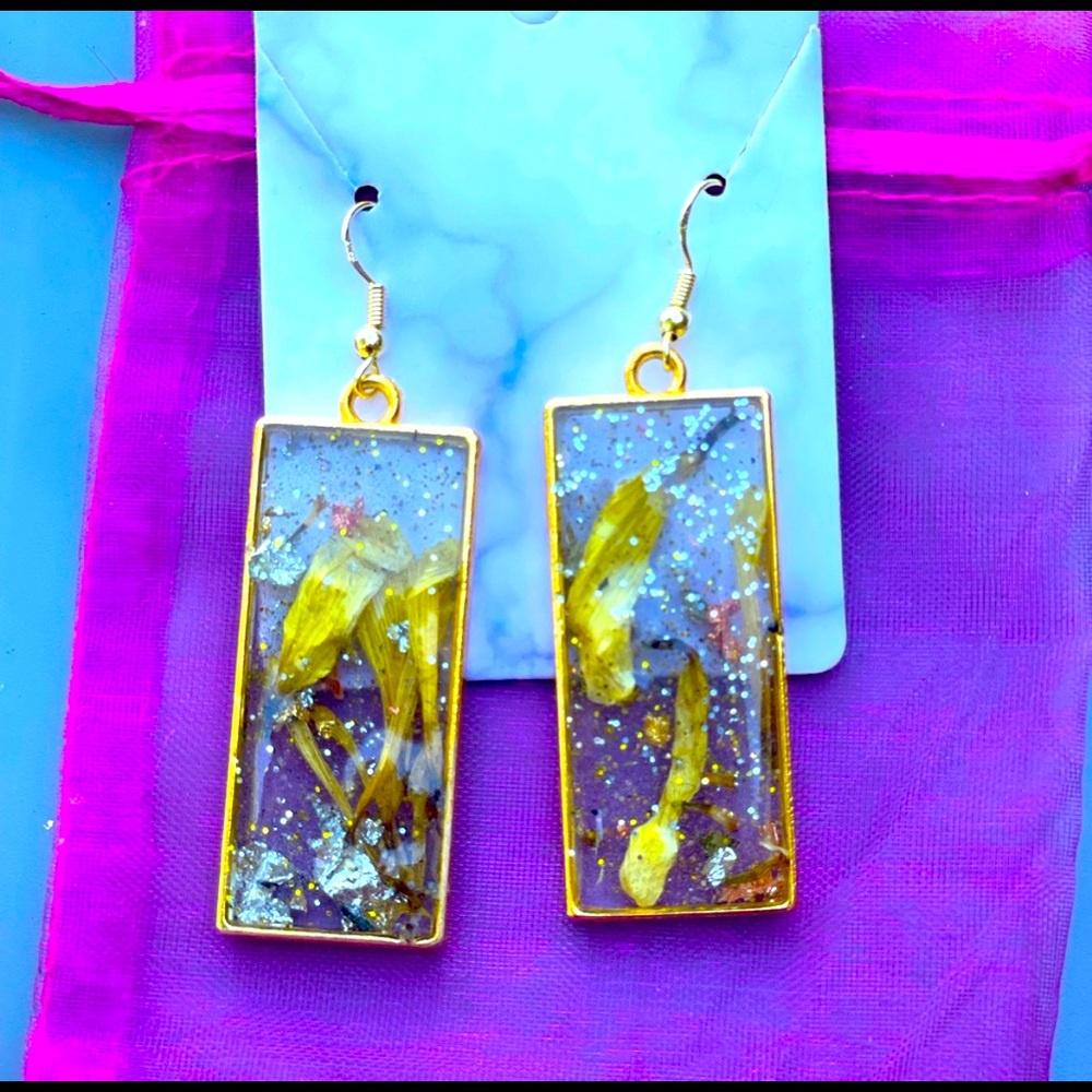 Handmade Floral Epoxy Resin Earrings
